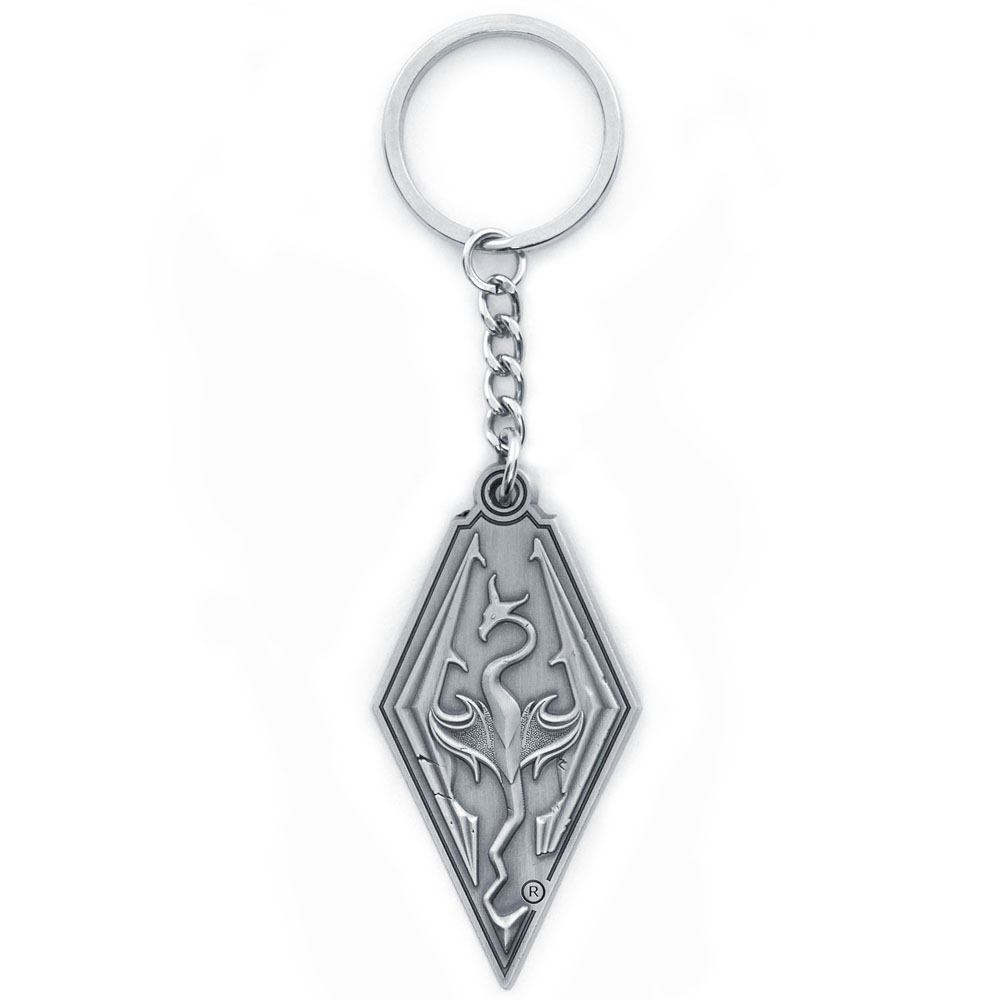 The Elder Scrolls Ge1209 The Elder Scrolls V Skyrim Imperial Dragon Symbol Metal Pendant Keychain Silver Ge1209